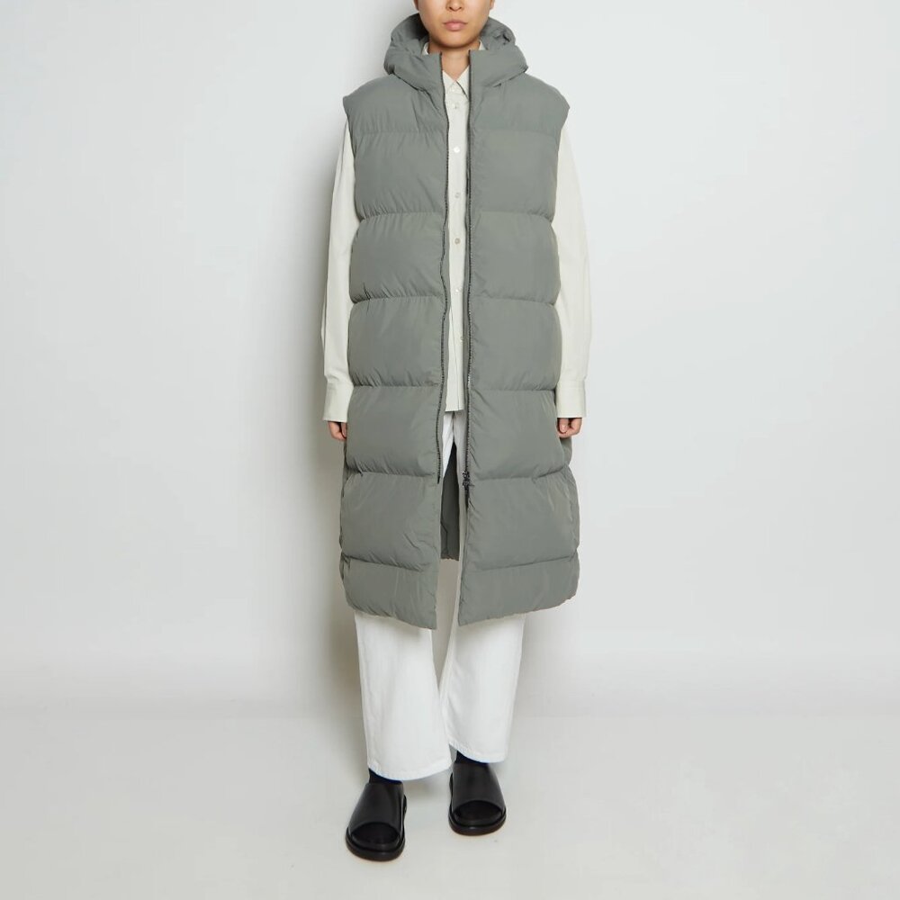 Studio Nicholson "Hazan" Hooded Puffer Vest in Grey, size "0" (Fits Size Small)